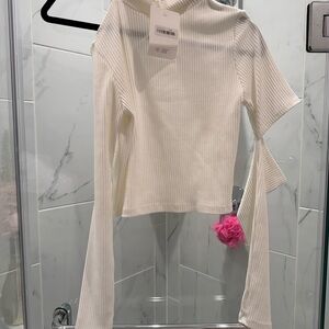 OAK + FORT Cream Ribbed Crop Top